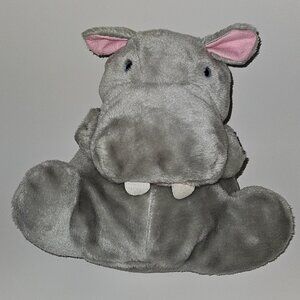 VTG Anya Gray Hippo Hand Puppet Plush 14" Stuffed Animal Toy READ